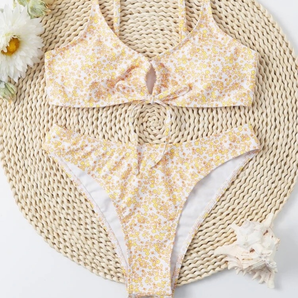 Floral tie front bikini